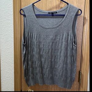CABLE & GAUGE SIZE LG TEXTURED SLEEVELESS SWEATER TANK TOP GRAY